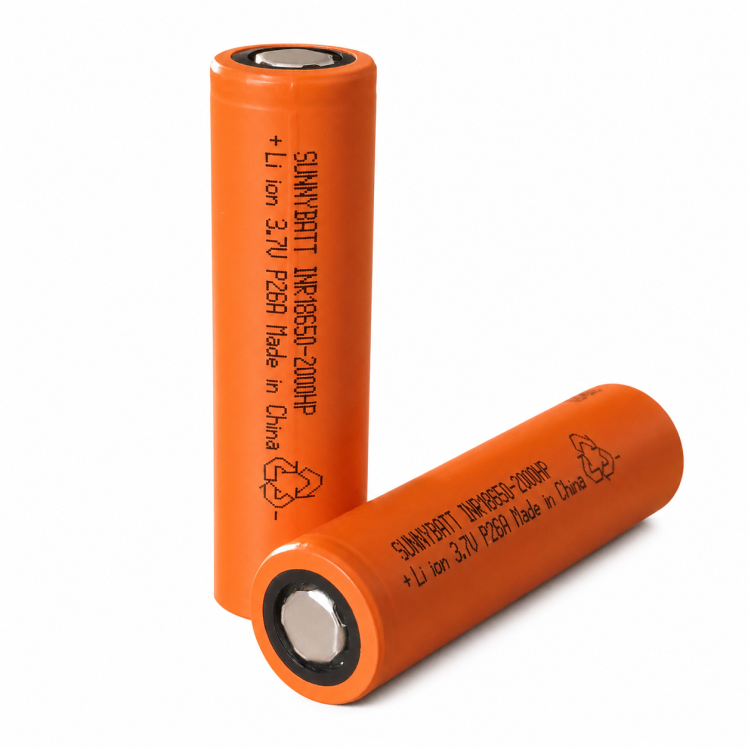 باتری لیتیوم یون sunnybatt سایز 18650 با ظرفیت 2000mah و ضریب تخلیه 15c 