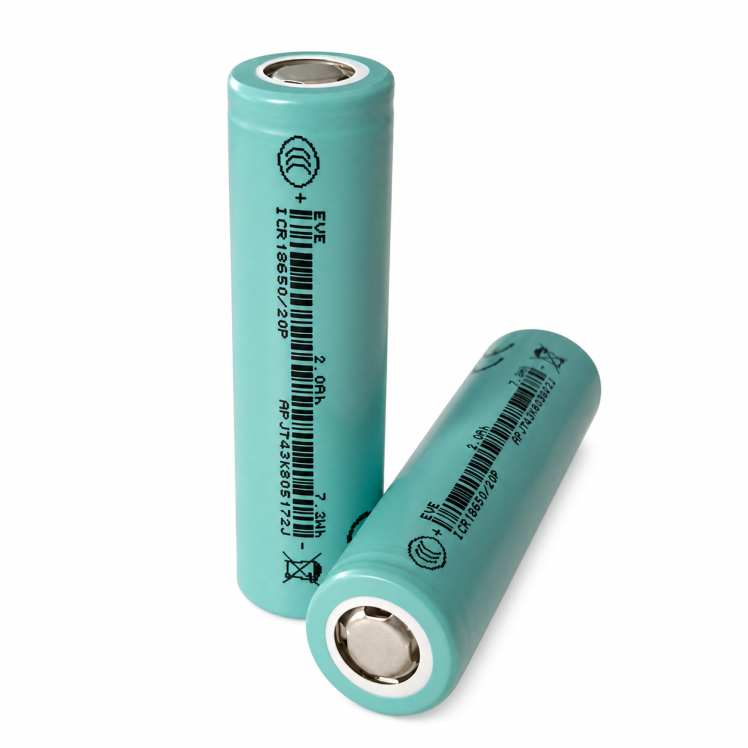 باتری لیتیوم یون EVE 20p سایز 18650 با ظرفیت 2000mah و ضریب تخلیه 15c 