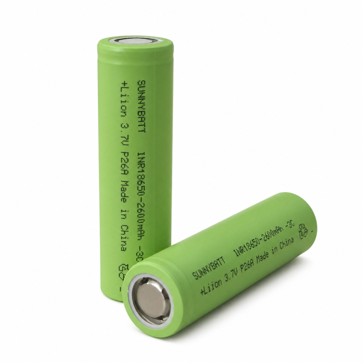 باتری لیتیوم یون sunnybatt سایز 18650 با ظرفیت 2600mah و ضریب تخلیه 3c 