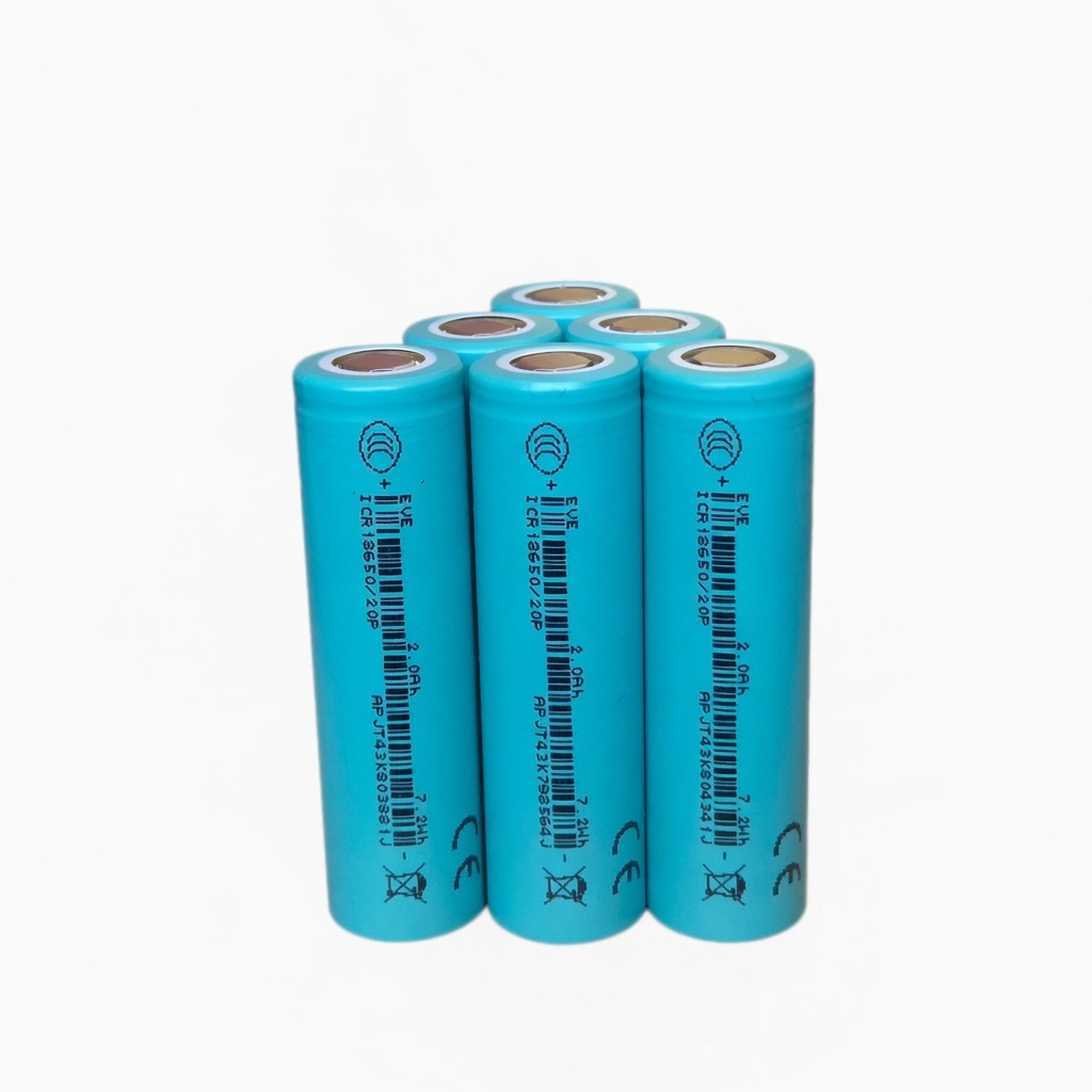  باتری لیتیوم یون EVE 20p سایز 18650 با ظرفیت 2000mah و ضریب تخلیه 15c 
